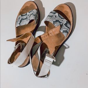 Snake-skin ankle sandals